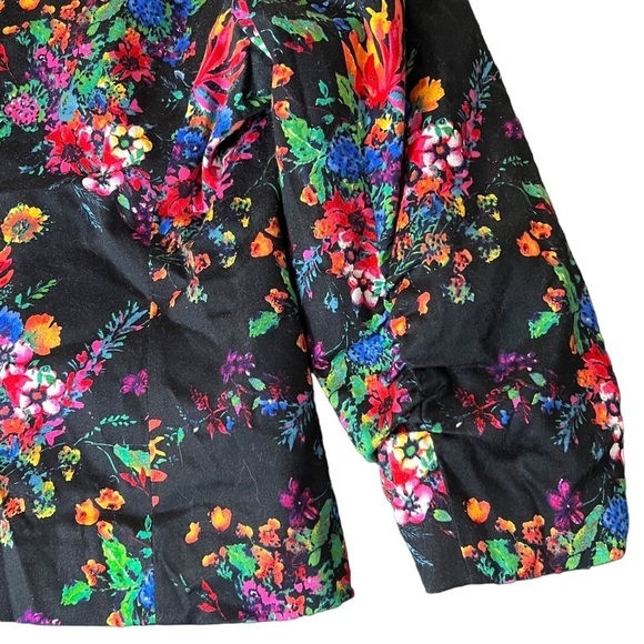 Laundry Shelli Segal Womens Sz 6 Blazer Jacket Single Button Black Floral Casual - Picture 4 of 11